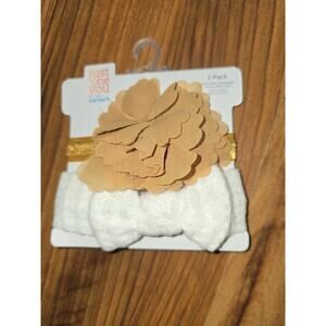 Carters Toddler Headbands Girls Flower White Brown 2 Pack